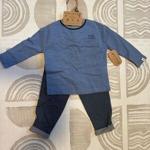 Blue Long Sleeve Shirt and Pants Set